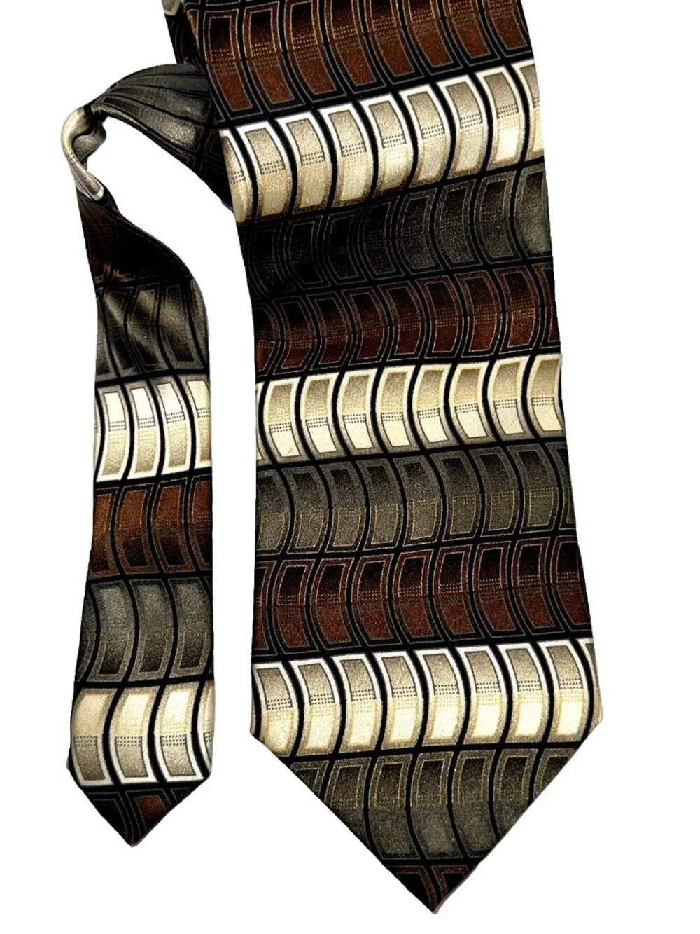 Vintage Haggar Silk Tie Multicolor Wavy Stripe Retro Quiet Luxury 61